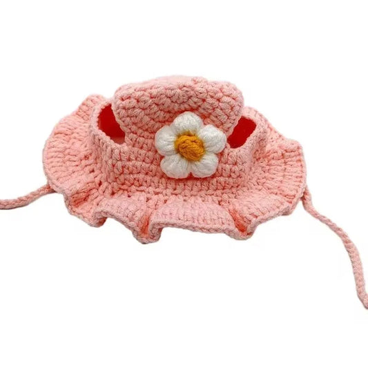 Hand-Made Cat Hat Elastic Woven Cap Pet Hat Puppy Kitten Headwear Knitted Hat Party Photo Shoot Props Decoration Cat Accessories